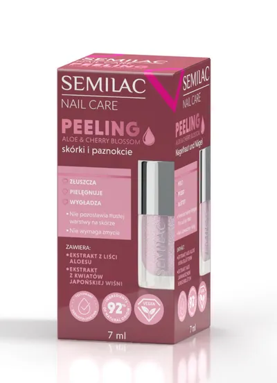 Semilac Nail Care, Aloe & Cherry Blossom Peeling (Aloes i Kwiat wiśni, Peeling do skórek i paznokci)