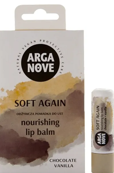 Arganove Soft Again Anti-aging  Nourishing Lip Balm Chocolate & Vanilla (Naturalna pomadka odżywcza do ust Czekolada i Wanilia)