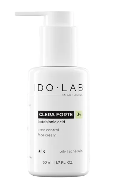 Idolab Clera Forte, Lactobionic Acid, Acne Control Face Cream (Intensywnie regenerujący krem dla cery tłustej i trądzikowej)