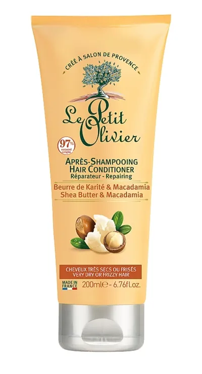 Le Petit Olivier Repairing Hair Conditioner (Regenerująca odżywka do włosów suchych i kręconych z masłem shea i olejem makadamia)