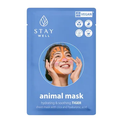 Stay Well Animal Mask, Hydrating & Soothing Tiger Sheet Mask (Nawilżająca maska do twarzy w płachcie)