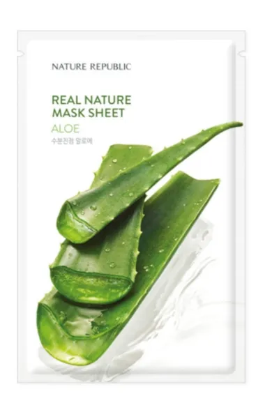 Nature Republic Aloe, Real Nature Face Sheet Mask (Aloes, Maska do twarzy w płachcie)