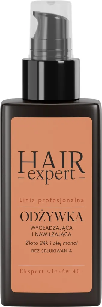 Hair Expert Linia Profesjonalna, Odżywka do włosów, bez spłukiwania wygładzająco-nawilżająca z 24k złotem i olejem monoi