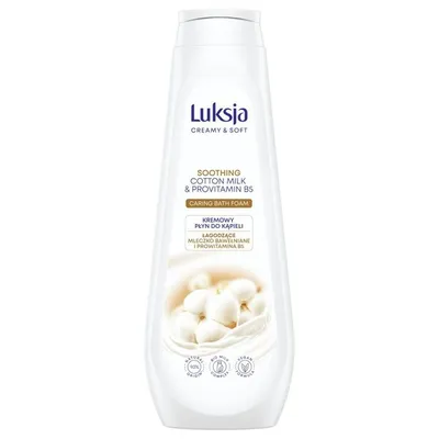 Luksja Creamy & Soft, Cotton Milk & Provitamine B5, Caring Bath Foam (Mleczko bawełniane i Prowitamina B5, Kremowy płyn do kąpieli)