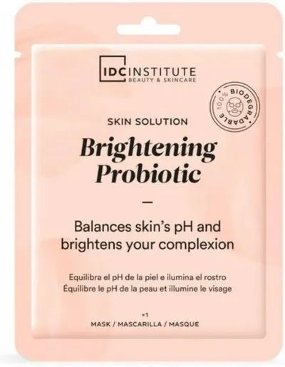 IDC Institute Skin Solution, Brightening Probiotic Facial Mask (Rozświetlająca maska do twarzy w płachcie z probiotykami)