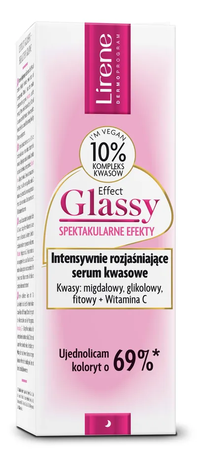 Lirene Dermoprogram Effect Glassy, Intensywnie rozjaśniające serum kwasowe