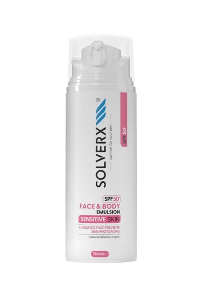 Solverx Sensitive Skin, Face & Body Emulsion SPF50 (Ochronna emulsja do twarzy i ciała SPF50)