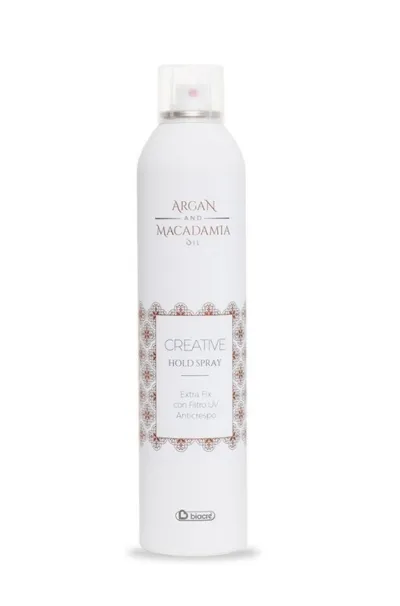 Biacre Creative, Argan & Macadamia Oil, Extra Fix Hold Spray (Elastyczny lakier do włosów)