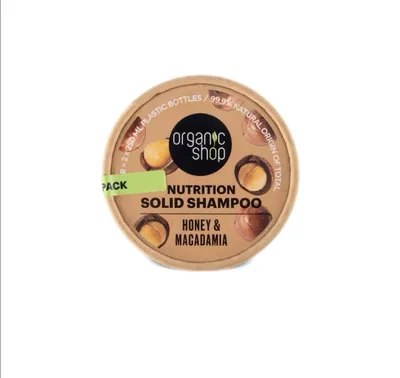 Organic Shop Honey & Macadamia, Nutrition Solid Shampoo (Miód i Makadamia, Pielęgnujący szampon w kostce)