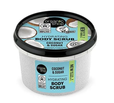 Organic Shop Coconut & Sugar, Hydrating Body Scrub (Olej kokosowy i Cukier, Nawilżający peeling do ciała)