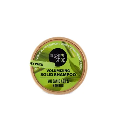Organic Shop Volcanic Ash & Bamboo, Detoxifying Solid Shampoo (Popiół wulkaniczny I Bambus, Oczyszcający szampon w kostce)
