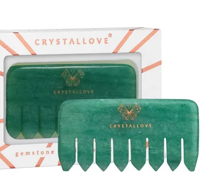 CrystalLove Crystal Collection, Grzebień do masażu skóry głowy i ciała z awenturynu