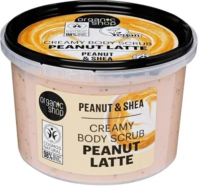 Organic Shop Peanut & Shea, Peanut Latte Creamy Body Scrub (Orzechowe Latte, Kremowy peeling do ciała)