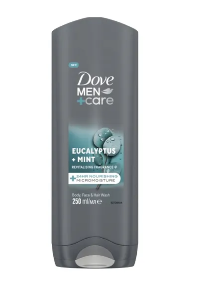 Dove Men+Care, Eucalyptus & Mint, Shower Gel 3 in 1 (Eukaliptus i Mięta, Żel pod prysznic 3w1)