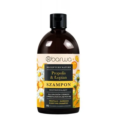 Barwa Receptury Natury, Propolis & Łopian, Szampon oczyszczający dla włosów cienkich i przetłuszczających się
