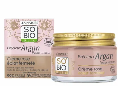 SO'BiO Etic Précieux Argan, Firming Radiance Pink Day Cream (Różany rozświetlająco- ujędrniający krem do twarzy na dzień)