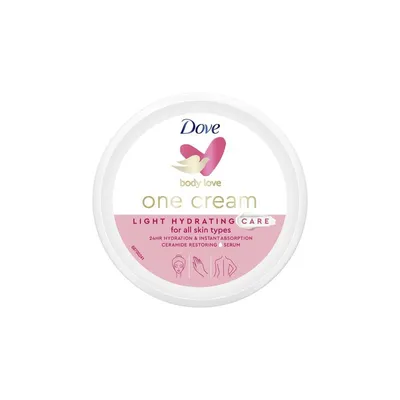 Dove Body Love, Light Hydrating Care, One Cream For Face, Hand & Body (Nawilżający krem do twarzy, rąk i ciała)