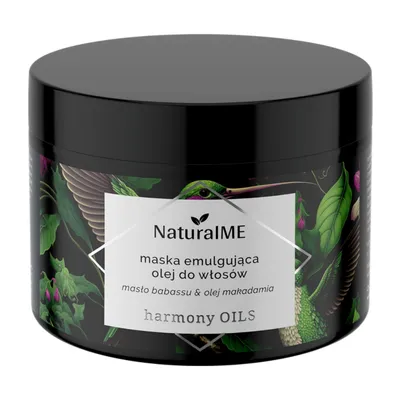 NaturalME Harmony Oils, Masło babassu i olej makadamia, Maska emulgująca olej do włosów