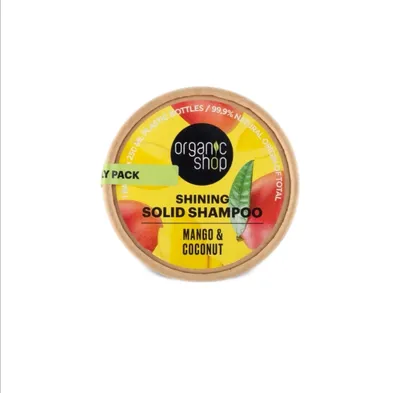 Organic Shop Mango & Coconut, Shining Solid Shampoo (Mango i Kokos, Nabłyszczający szampon w kostce)