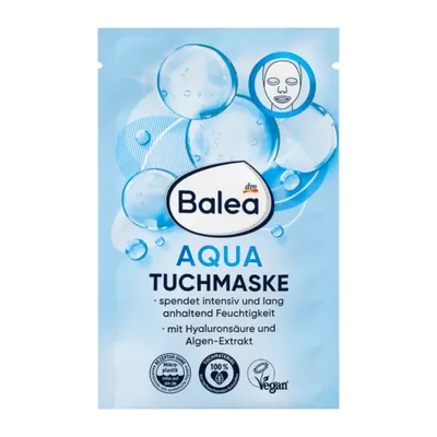 Balea Aqua, Sheet Mask (Maska do twarzy  w płachcie z kwasem hialuronowym i gliceryną)