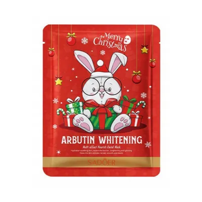 Sadoer Merry Christmas, Arbutin Whitening, Multi-Effect Nourish Facial Mask (Maska do twarzy w płachcie z arbutyną)