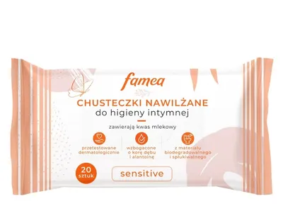 Famea Seisitive, Chusteczki do higieny intymnej z kwasem mlekowym