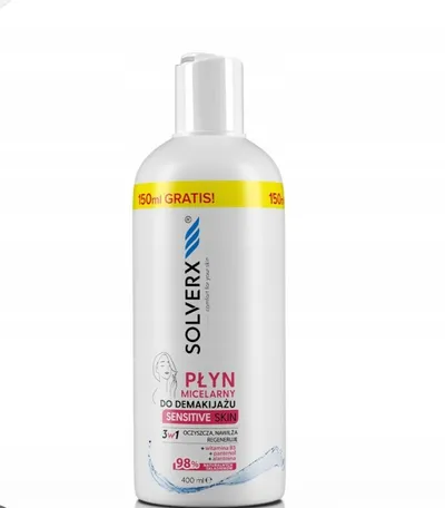 Solverx Sensitive Skin, Płyn micelarny do demakijażu 3w1