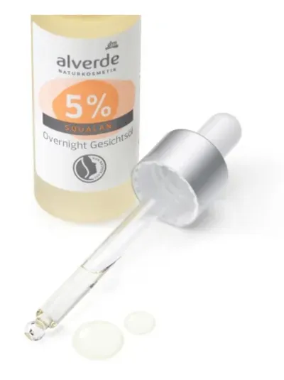 Alverde Overnight Face Oil with  5% Squalan (Olejek do twarzy na noc z 5% skwalanem)