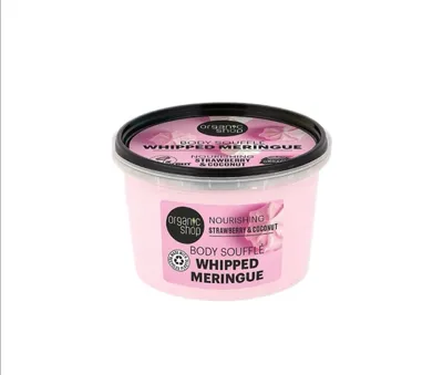 Organic Shop Whipped Meringue, Strawberry & Coconut, Nourishing Body Souffle (Truskawka i Kokos, Odżywczy suflet do ciała)