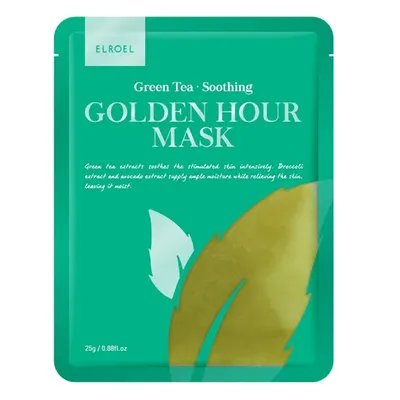 Elroel Green Tea, Soothing, Golden Hour Mask (Łagodząca maska do twarzy w płachcie z ekstraktem z zielonej herbaty)