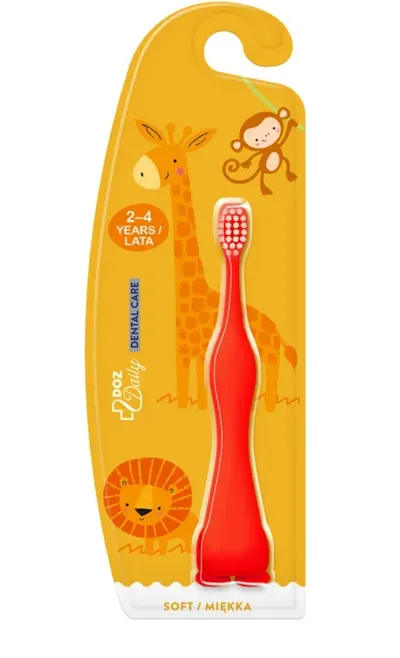DOZ Daily, Dental Care,  Soft, Szczoteczka do zębów dla dzieci 2-4 lat z przyssawką