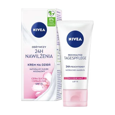 Nivea 24 H Nawilżenia, Odżywczy krem na dzień do cery suchej i wrażliwej z SPF15