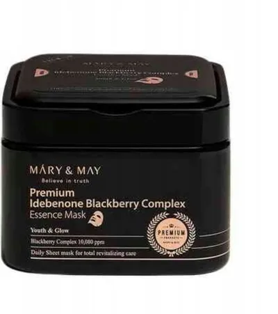 Mary & May Premium Idebonene Blackberry Complex Essence Mask (Rewitalizujące maseczki w płachcie)