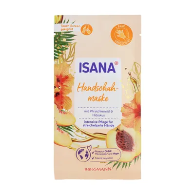 Isana Peach & Hibiskus, Hand Mask (Maska do rąk z olejem z pestek brzoskwini i ekstraktem z hibiskusa)