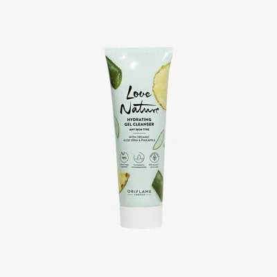 Oriflame Love Nature, Hydrating Gel Cleanser with Organic Aloe Vera & Pineapple (Nawilżający żel oczyszczający z organicznym aloesem i ananasem)