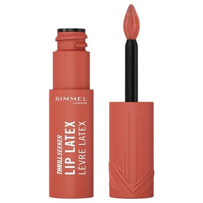 Rimmel Thrill Seeker, Lip Latex, Kryjący błyszczyk do ust w płynie z kwasem hialuronowym i witaminą E
