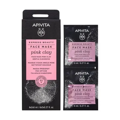 Apivita Express Beauty, Pink Clay Face Mask (Oczyszczająca maseczka do twarzy z różową glinką)