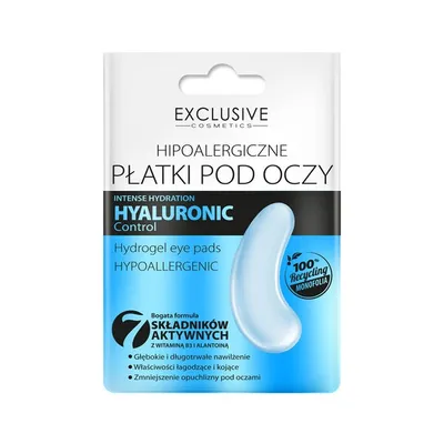 Exclusive Cosmetics Hypoallergenic, Hyaluronic Control, Hydrogel Eye Pads (Hipoalergiczne płatki pod oczy z kwasem hialuronowym)