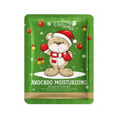 Sadoer Merry Christmas, Avocado Moisturizing, Multi-Effect Nourish Facial Mask (Maska do twarzy w płachcie z awokado)
