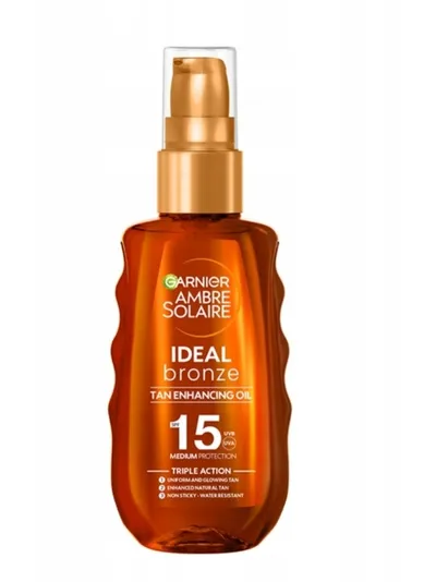 Garnier Ambre Solaire, Ideal Bronze, Tan Enchancing Oil SPF15+ (Olejek wzmacniający opaleniznę SPF15+)