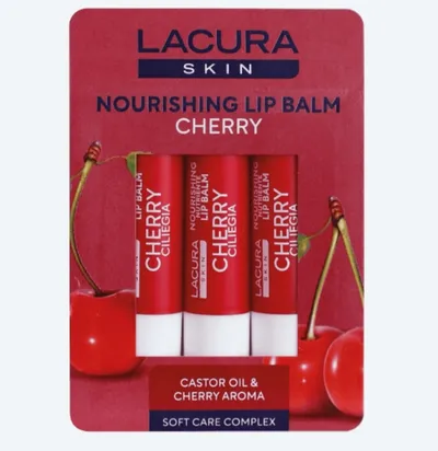 LaCura Cherry, Nourishing Lip Balm (Wiśnia, Odżywczy balsam do ust)