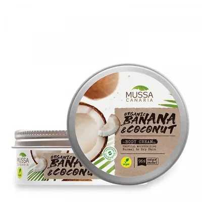 Mussa Canaria Organic Banana & Coconut Body Cream (Ekstra nawilżający wegański krem ​​do ciała)