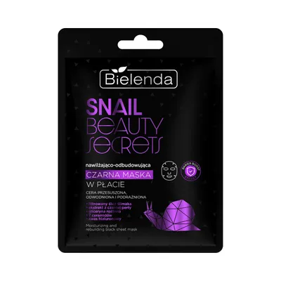 Bielenda Snail Beauty Secrets, Nawilżająco-odbudowująca czarna maska w płacie