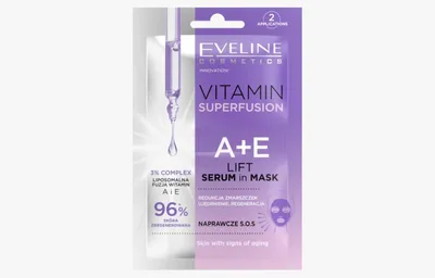 Eveline Cosmetics Vitamin Superfusion A+E, Liftingujące naprawcze serum w masce S.O.S