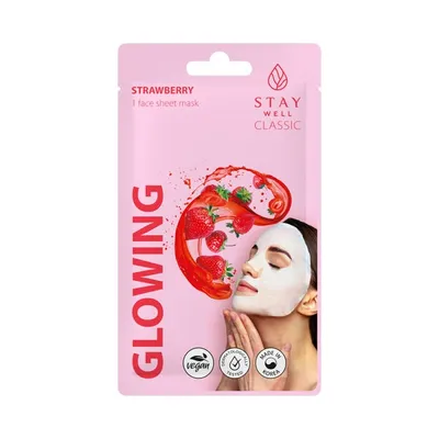 Stay Well Glowing, Strawberry Face Mask Sheet (Uelastyczniająca maska do twarzy w płachcie z ekstraktem z truskawki)