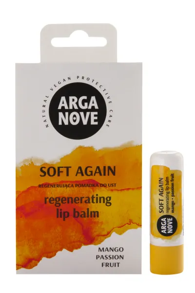 Arganove Soft Again Regenerating Lip Balm Mango & Passionfruit (Naturalna pomadka nawilżająca do ust `Mango i marakuja`)