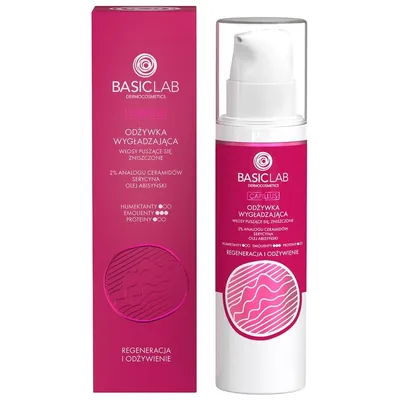 BasicLab Dermocosmetics Regeneracja i odżywienie, 2% analogu ceramidów, serycyna, olej abisyński, Odżywka wygładzająca