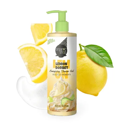 Organic Shop Delicious Moments, Lemon Sorbet, Energising Shower Gel (Sorbet cytrynowy, Energetyzujący żel pod prysznic)