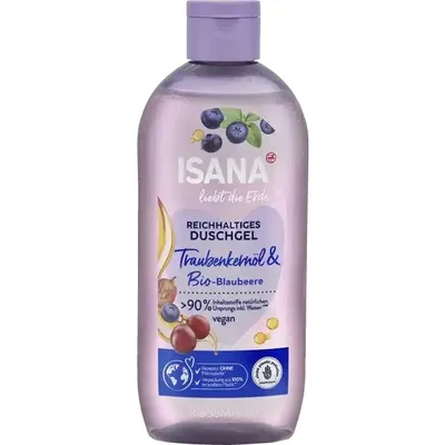 Isana Liebt die Erde, Grapeseed Oil & Bio Blueberry, Shower Gel (Olejek winogronowy i Jagoda, Żel pod prysznic)