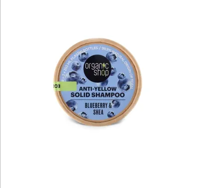Organic Shop Bluberry & Shea, Anti Yellow Solid Shampoo (Borówka i Shea, Szampon w kostce neutralizujący żółte odcienie)